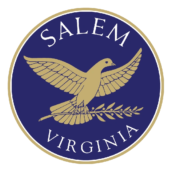 Salem, Virginia emblem with a gold bird on a blue background